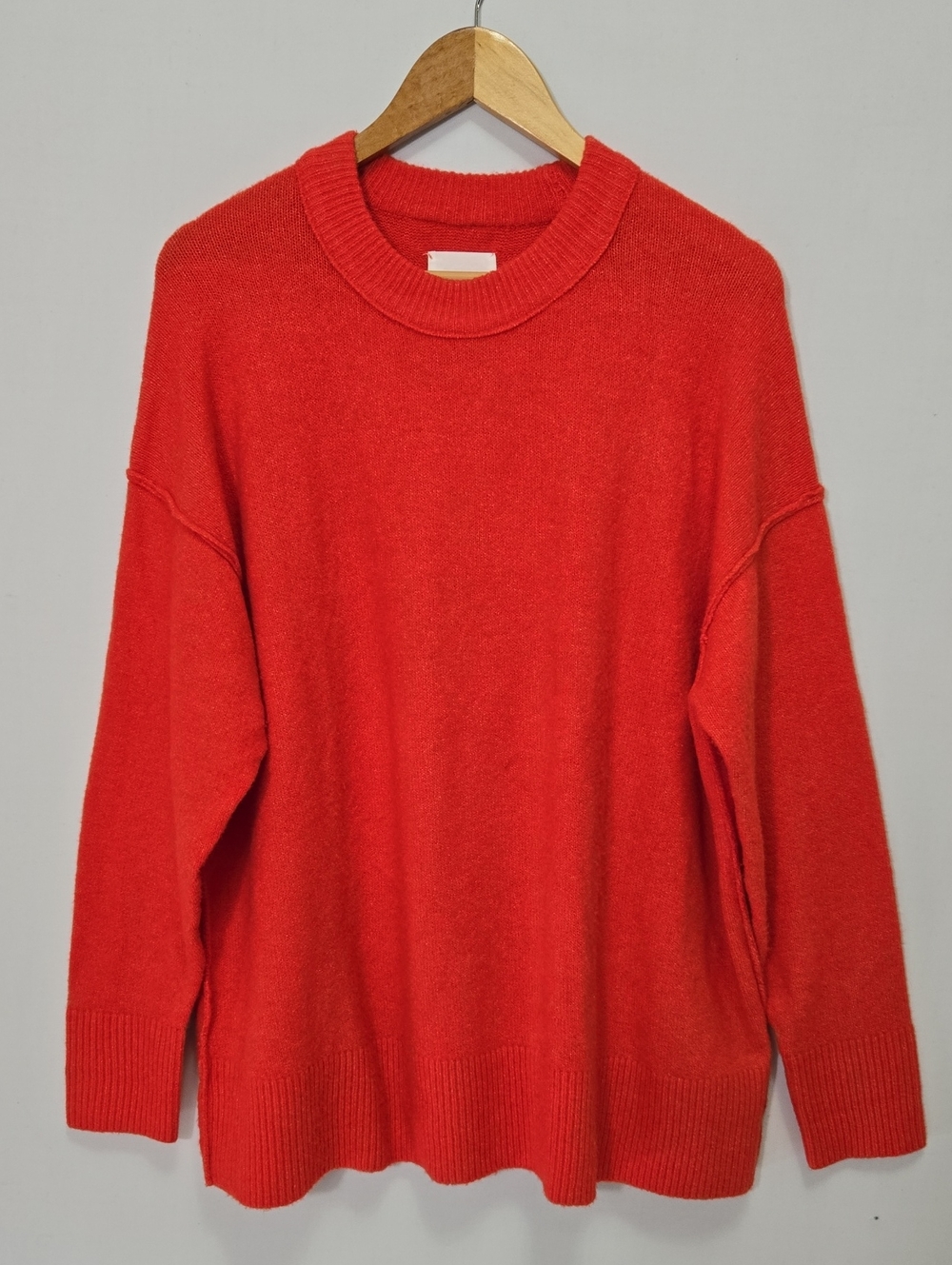 Aerie Oversized Crew Neck Sweater Size S Holiday Red Cozy Soft